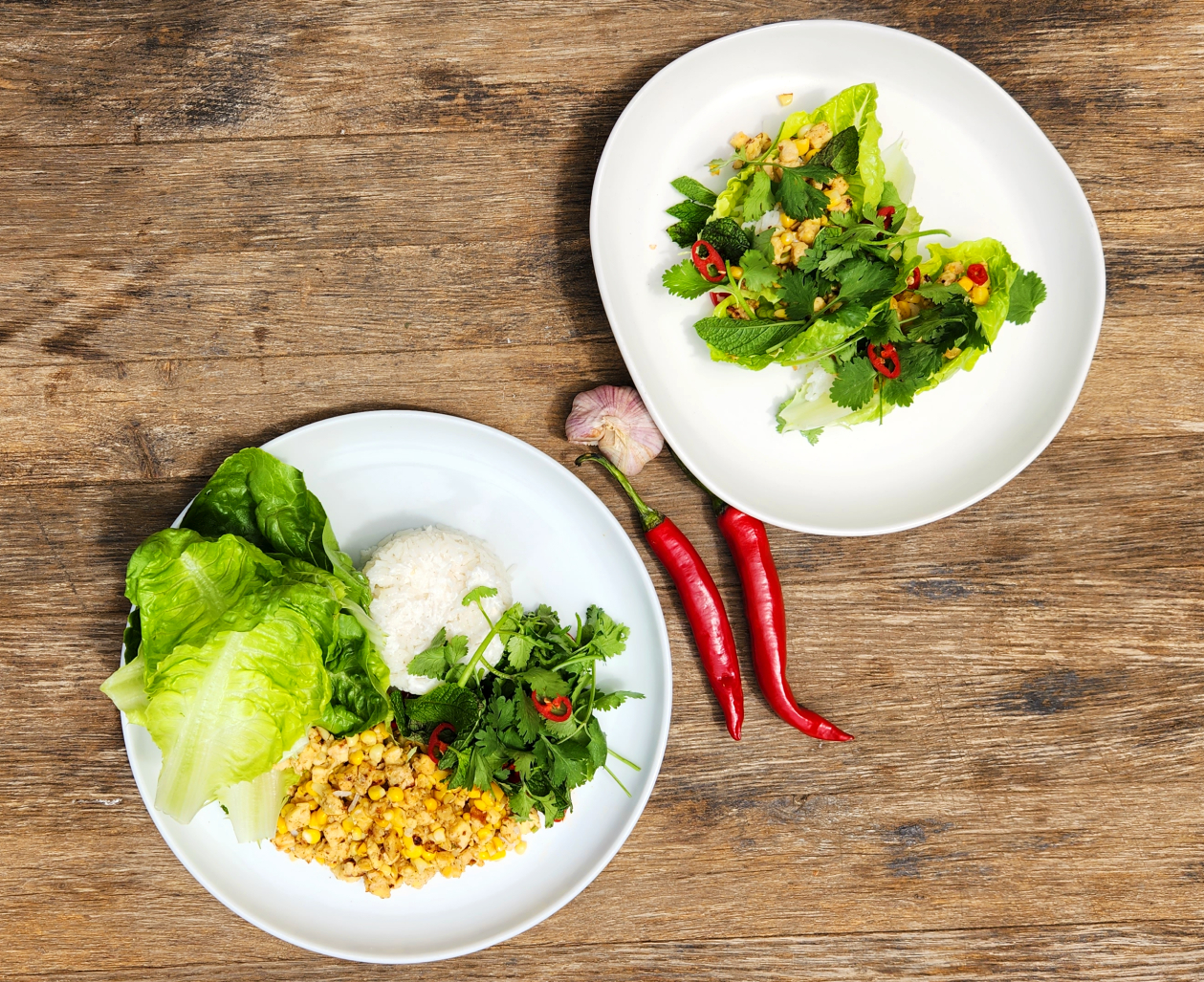 Corn and tempeh larb