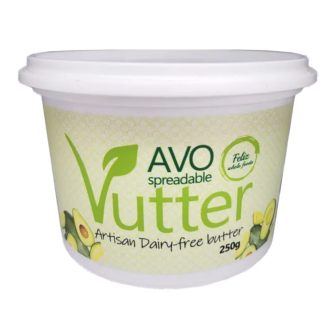 Vutter avo spreadable vegan butter 250g tub made in New Zealand